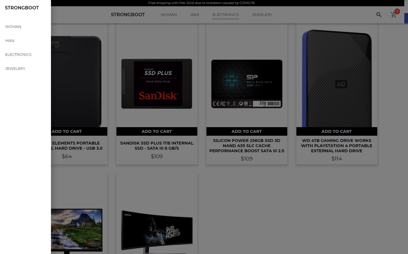 Strongboot open menu