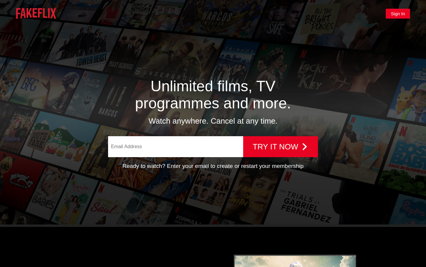 Fakeflix portrait page
