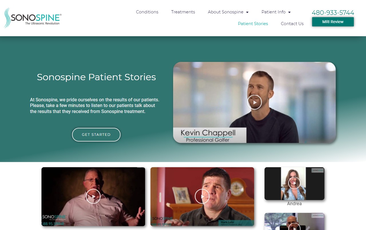 Sonospine stories page